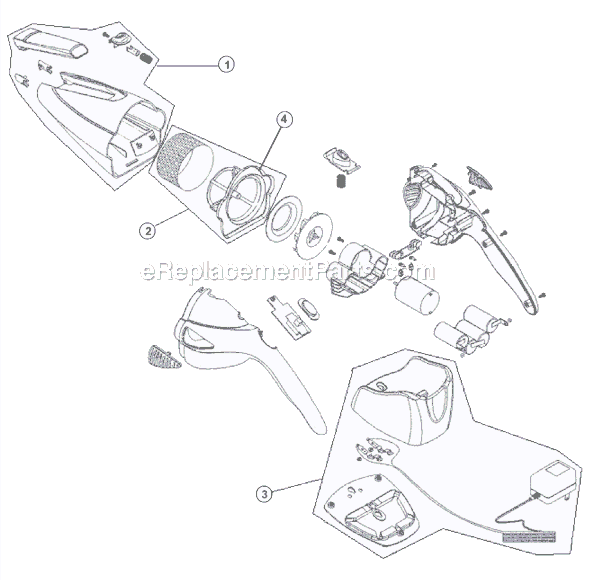Page A Diagram and Parts List for BD10025  Dirt Devil Hand Vacuum